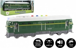 Locomotive en plastique à piles avec son et lumière 35 cm – Vert
