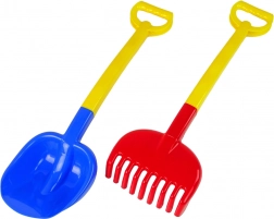 Set de sable pelle et râteau grands bicolores