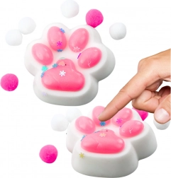 Gniotek antistress squishy patte de chat blanc et rose avec paillettes