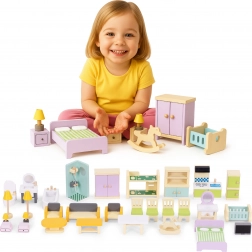 Mobilier en bois pour maison de poupées – set de 30 pièces
