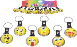Porte-clés smiley – pendentif pailleté double face 4 cm