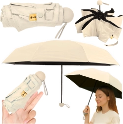 Parapluie de poche pliant avec protection UV UPF 50+ avec étui 90 cm – beige