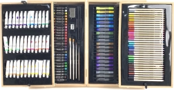 Set artistique professionnel dans une mallette en bois, 174 pièces