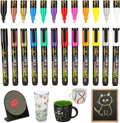 Marqueurs craie colorés pour verre et tableaux - set de 12 pièces