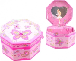 Boîte à bijoux musicale avec papillons et ballerine