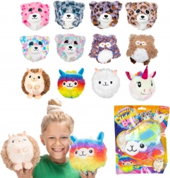 Balle peluche gonflable avec animaux 15 cm, assortiment de modèles