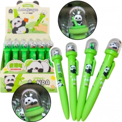 Stylo gel avec panda sous coupole, encre bleue 0,5 mm