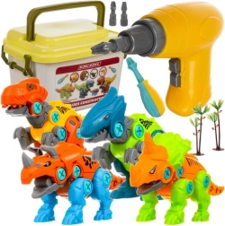 Set de dinosaures de construction 4-en-1 avec perceuse et tournevis pour enfants