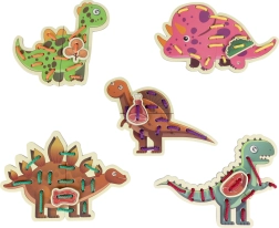 Jeu de laçage en bois dinosaures