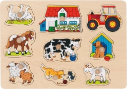 Puzzle en bois Goki avec poignées Ferme II