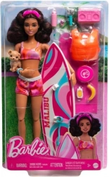 Barbie surfeuse avec accessoires de plage