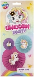 Éventails en papier à motif licorne – lot de 3 pièces MOXY