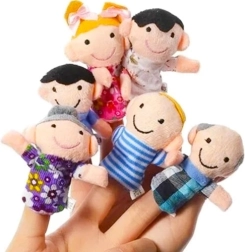 Set de 6 marionnettes à doigt en peluche - Famille