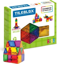 Blocs magnétiques Tileblox Set Arc-en-ciel avec tableau magnétique 30 pièces