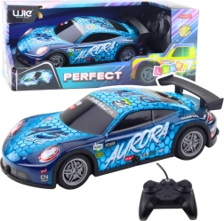 Voiture RC de course avec carrosserie lumineuse, bleue