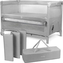 Lit parapluie pour enfant Doro, gris, accolé au lit
