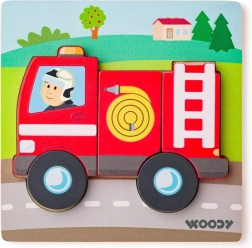 Puzzle d’encastrement en bois Woody Baby camion de pompiers 5 pièces - 1 pièce