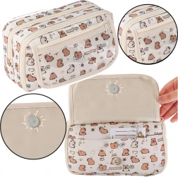 Trousse pour fournitures scolaires avec capybaras blanche 21 cm