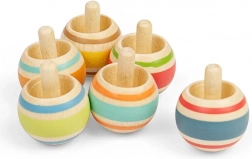 Toupie en bois avec rayures colorées