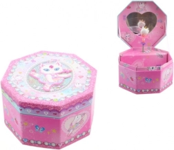 Boîte à bijoux musicale rose avec ballerine et miroir