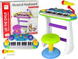 Piano électronique pour enfants avec micro et tabouret – bleu