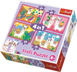 Puzzle Lamas joyeuses 4-en-1 TREFL (35, 48, 54 et 70 pièces)