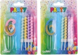 Bougie de fête chiffre 6 et 4 bougies supplémentaires