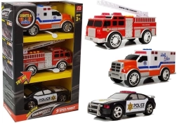 Set de véhicules de secours avec lumières et sons – police, pompiers et ambulance