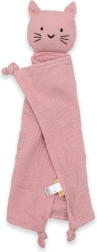 Doudou en mousseline NEW BABY Chat rose