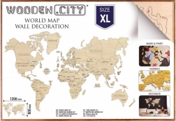 Carte du monde en bois XL 120 × 80 cm WOODEN CITY