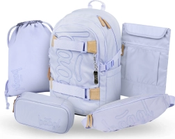 Baagl set 5 Skate Lilac : sac à dos scolaire, trousse, sac, banane et housse pour ordinateur portable
