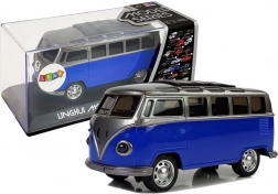 Autobus miniature à friction avec entraînement à piles, lumières et sons – bleu