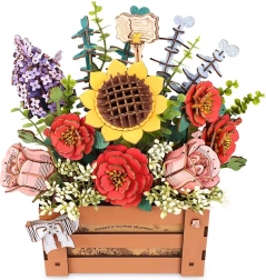 Puzzle 3D en bois jardinière avec fleurs