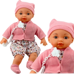 Poupée bébé avec bonnet et tétine sur chaîne Rose 40 cm