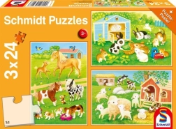 Puzzle SCHMIDT Amis de la ferme, 3×24 pièces