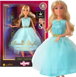 Woopie Royal poupée Lily 30 cm avec de longs cheveux blonds en robe élégante turquoise