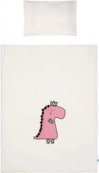 Parure de lit 3 pièces pour lit bébé Belisima Dino 3D, 90 × 120 cm, crème-rose