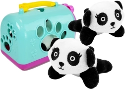 Mini panda en peluche avec boîte de transport