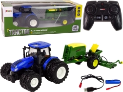 tracteur RC amusant avec presse à balles à l’échelle 1:24 bleu