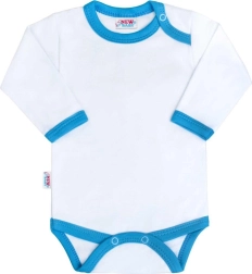 Body bébé à manches longues avec bordure bleu turquoise