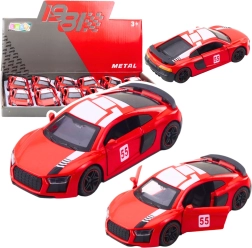 Modèle de voiture de sport en métal 1:43 avec moteur à rétrofriction, portes ouvrantes, rouge clair
