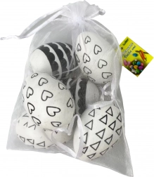 Œufs décoratifs en plastique noir et blanc 4x6 cm