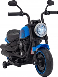 Moto électrique pour enfants Chopper Faster avec radio FM, panneau audio et LED – Bleu