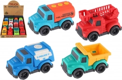eco plast petits camions-bennes 10 cm à roue libre, assortiment de modèles, boîte de 12