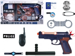 Grand ensemble policier avec pistolet, son et insigne