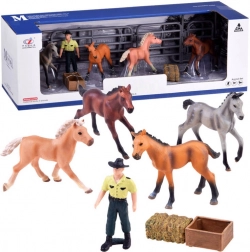 Série Animaux de la ferme – set de petits chevaux de l’étable, figurines et accessoires – Ferme