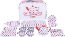 Service à thé pour enfants à pois dans une valisette