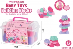 ensemble de blocs de construction souples 32 pcs rose avec mallette