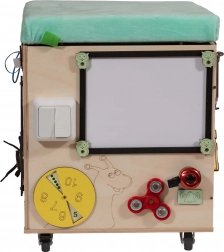 Cube manipulateur Montessori 3-en-1 / tabouret avec siège et roulettes