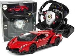 Lamborghini Veneno Rouge télécommandée 2,4 G Volant pilote sons et lumières 1:24